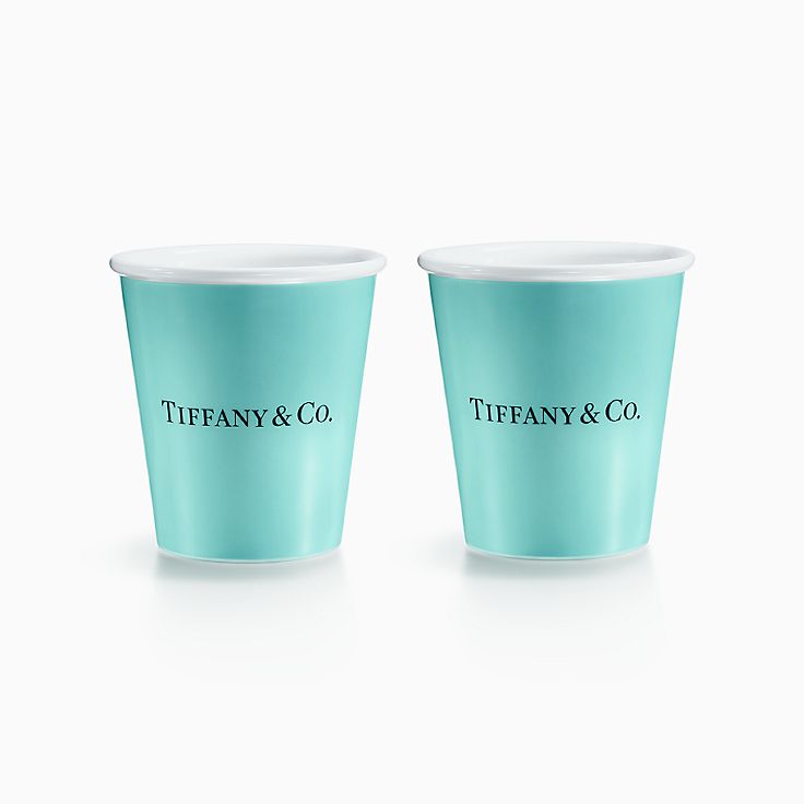 Everyday Objects Tiffany Coffee Cups in Bone China, Set of Five, Size: 3.7 in.