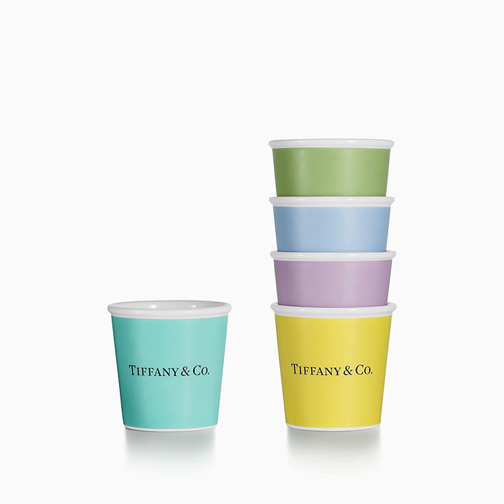 Everyday Objects Tiffany Espresso Cups in Bone China, Set of Five