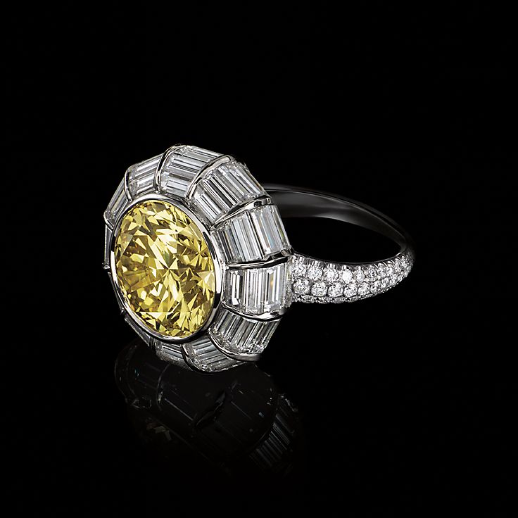Fancy Vivid Yellow Diamond Ring