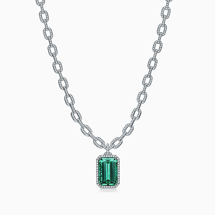 tiffany emerald diamond necklace