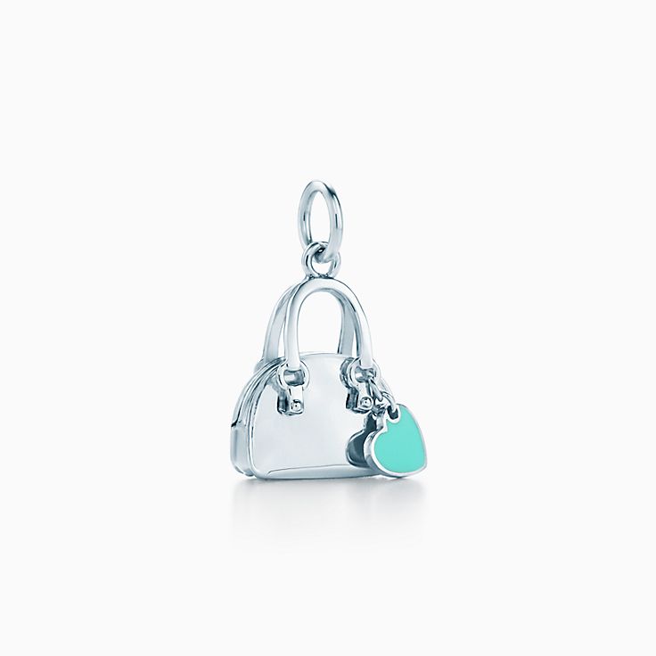 Buy Tiffany & Co Silver Blue Enamel Shopping Bag Necklace Charm Online in  India 