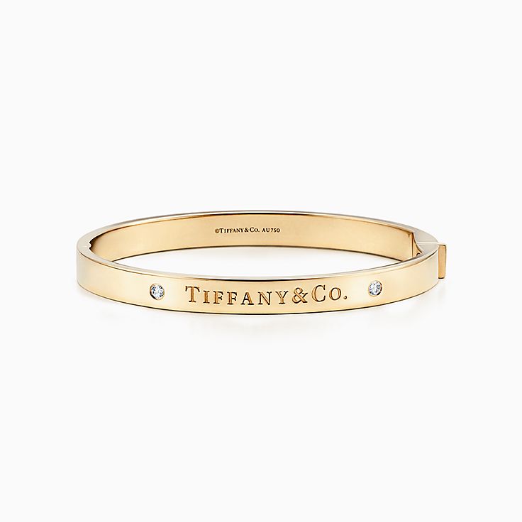 Hinged Bangle In 18k Gold With Diamonds Medium Tiffany Co