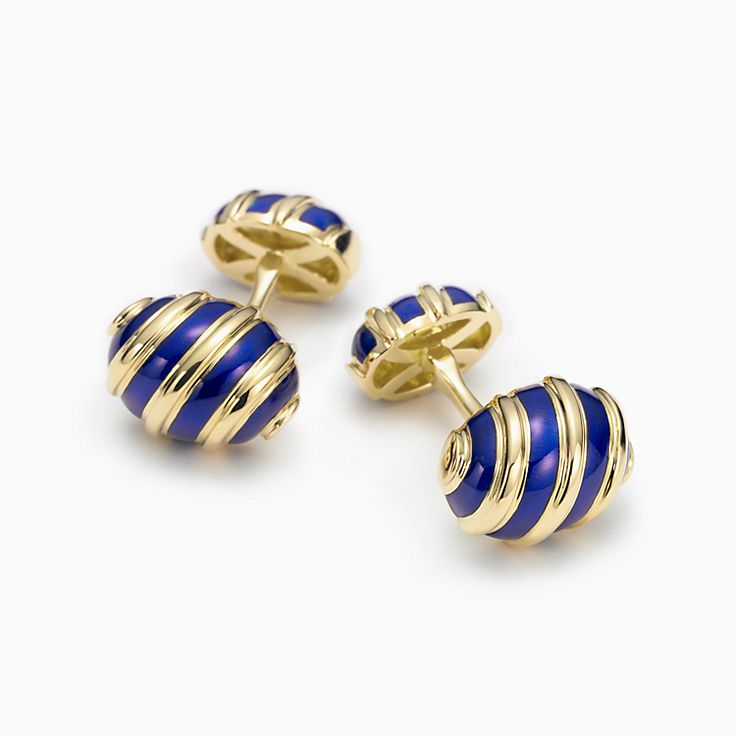 Jean Schlumberger by Tiffany Olive cuff links in 18k gold with 