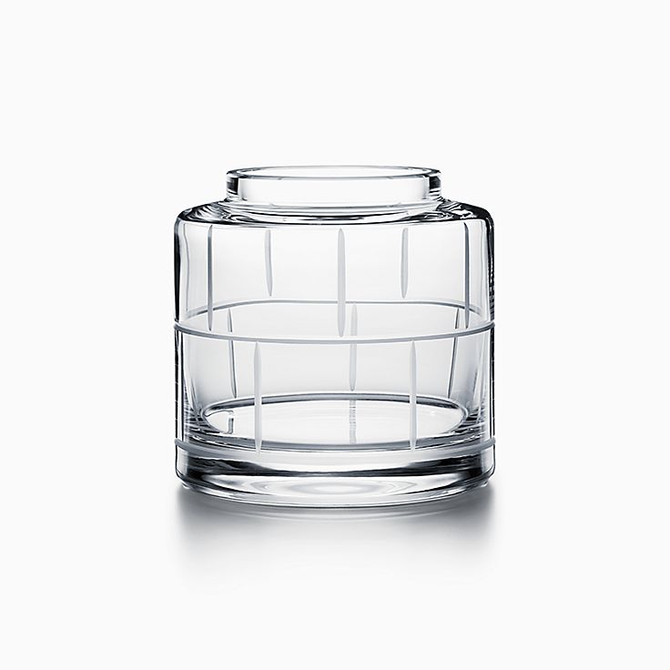 Modern Bamboo Crystal Glass Rose Vase Tiffany Co