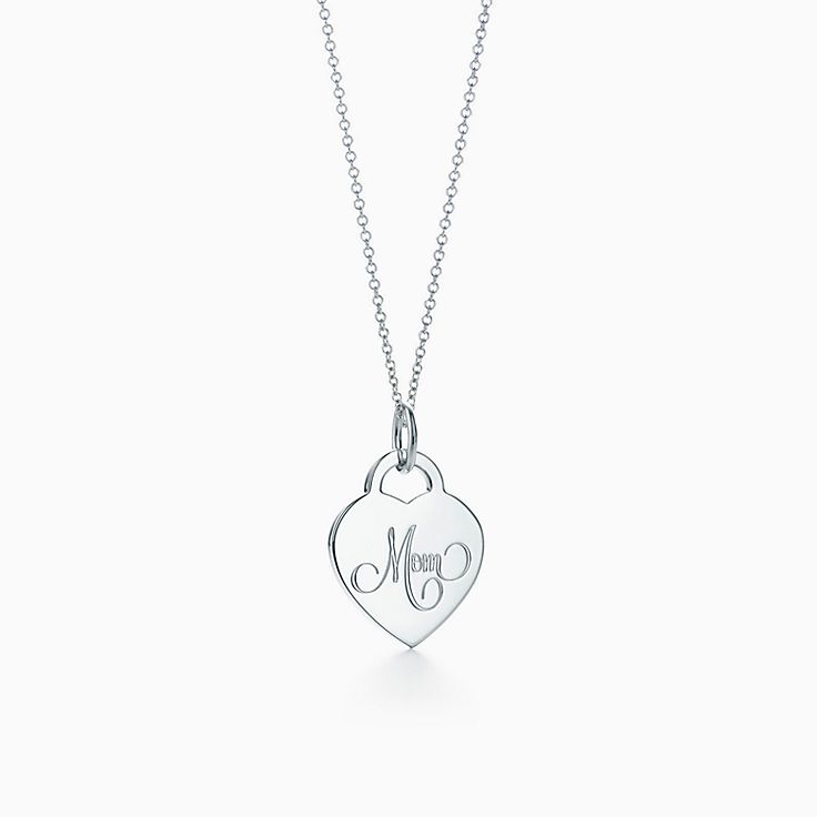 Sterling Silver Mom Heart Tag Charm 