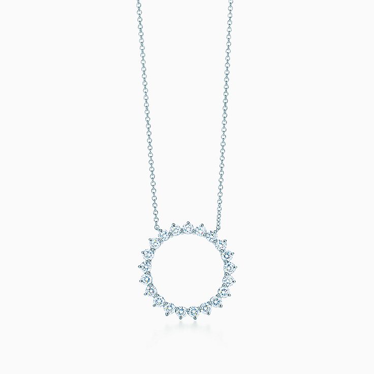 Tiffany & Co Solitaire Round Diamond Pendant 0.18 cts G VVS in Platinu | QD  Jewelry
