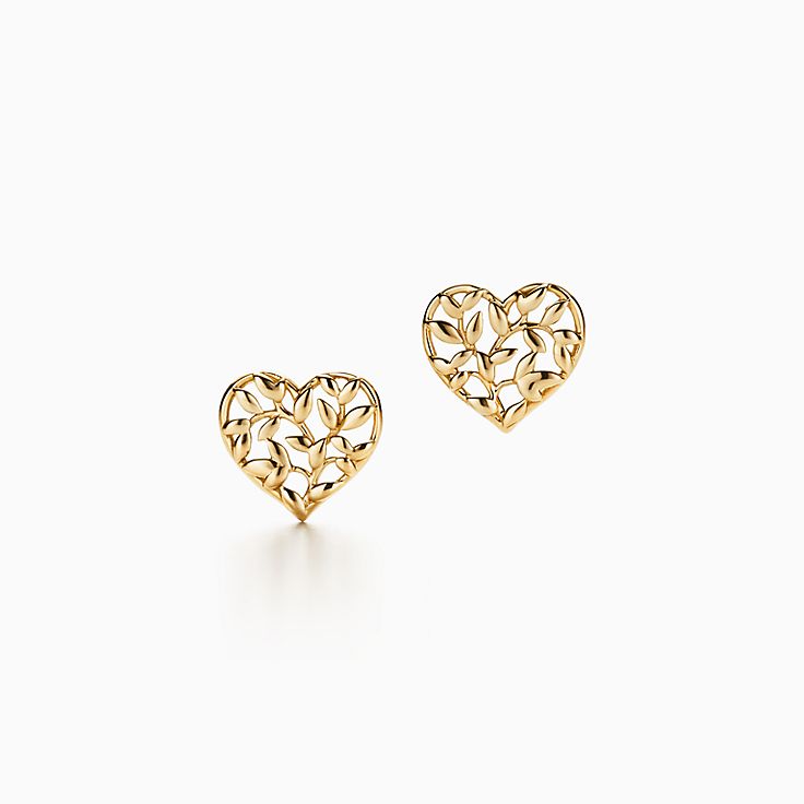 tiffany olive leaf heart earrings