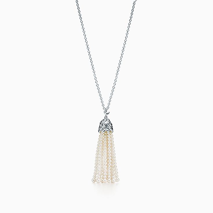 Paloma Picasso Olive Leaf Pearl Tassel Necklace In Sterling - Tiffany Olive Leaf Pearl Pendant Paloma Picasso Olive Leaf Pearl Tassel Necklace In Sterling - Tiffany Olive Leaf Pearl Pendant
