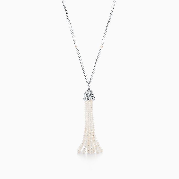 Paloma Picasso Olive Leaf Pearl Tassel Necklace In Sterling - Tiffany Olive Leaf Pearl Pendant Paloma Picasso Olive Leaf Pearl Tassel Necklace In Sterling - Tiffany Olive Leaf Pearl Pendant
