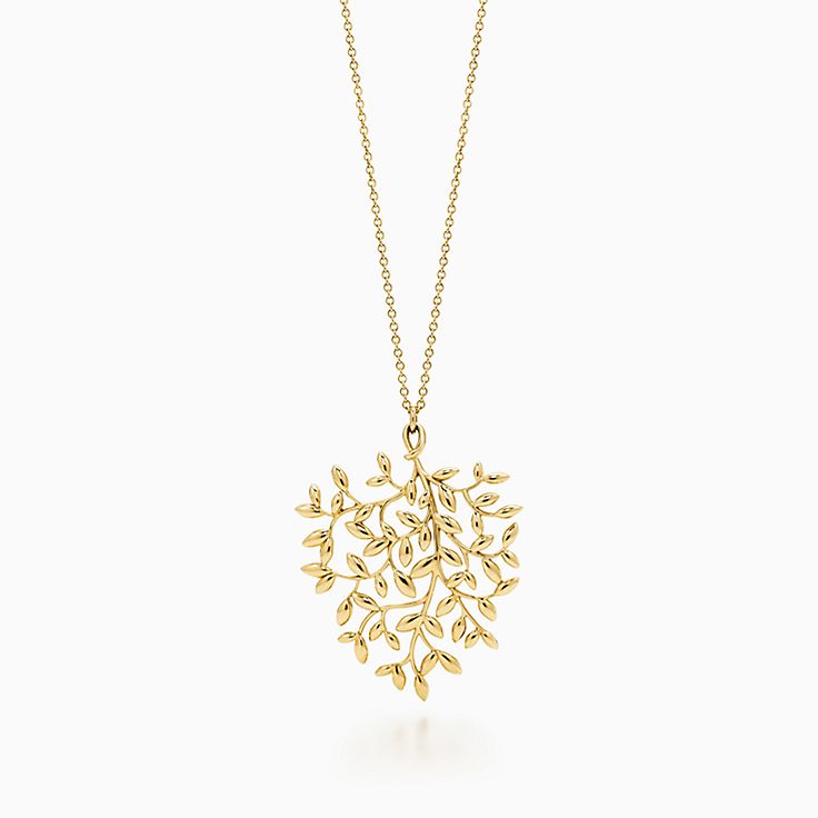 Paloma Picasso® Olive Leaf pendant in 18k gold, large. | Tiffany & Co.