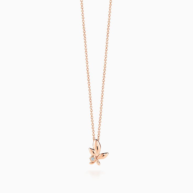 【Tiffany & Co】Olive Leaf small ペンダント ネックレス Paloma Picasso® Olive Leaf pendant in 18k rose gold with a