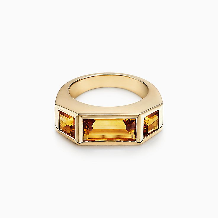 Studio baguette three-stone ring 