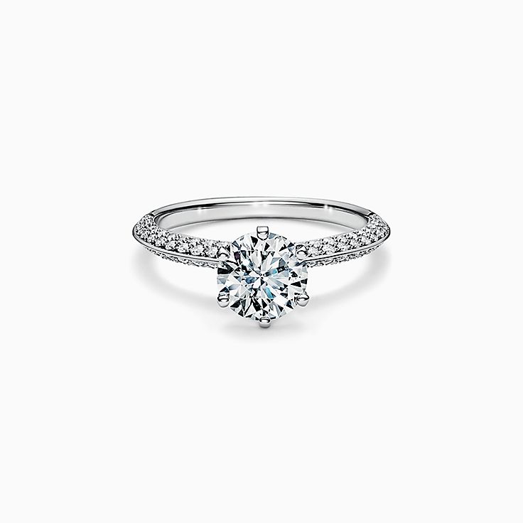 Pavé Tiffany® Setting Engagement Ring with a Pavé Diamond Band in Platinum