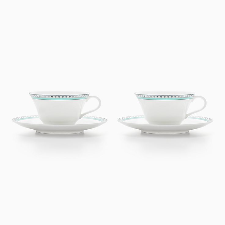 TIFFANY＆Co. プラチナブルーバンド カップ&ソーサー ペア！+