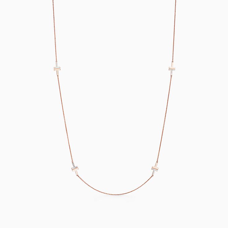 Tiffany T:Two Mother-of-pearl Necklace in 18k Rose Gold, 34"