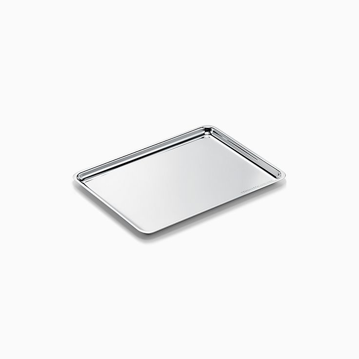 Rectangular tray in sterling silver, 6 x 8