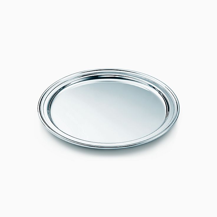Regency Round Tray In Sterling Silver, Silver Round Tray