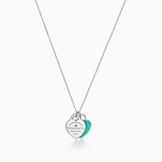 Return to Tiffany™:藍色雙重心形吊飾鏈墜