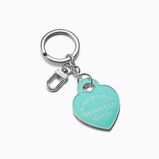 Return to Tiffany™:皮革裝飾心形吊飾鑰匙圈