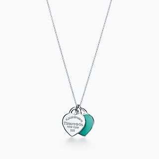 Return to Tiffany™:Colgante con doble placa estilo corazón color Tiffany Blue®