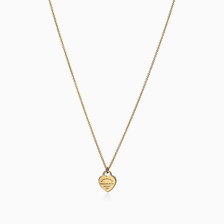 Colgante con placa estilo corazon mini Return to Tiffany en oro amarillo Tiffany Co