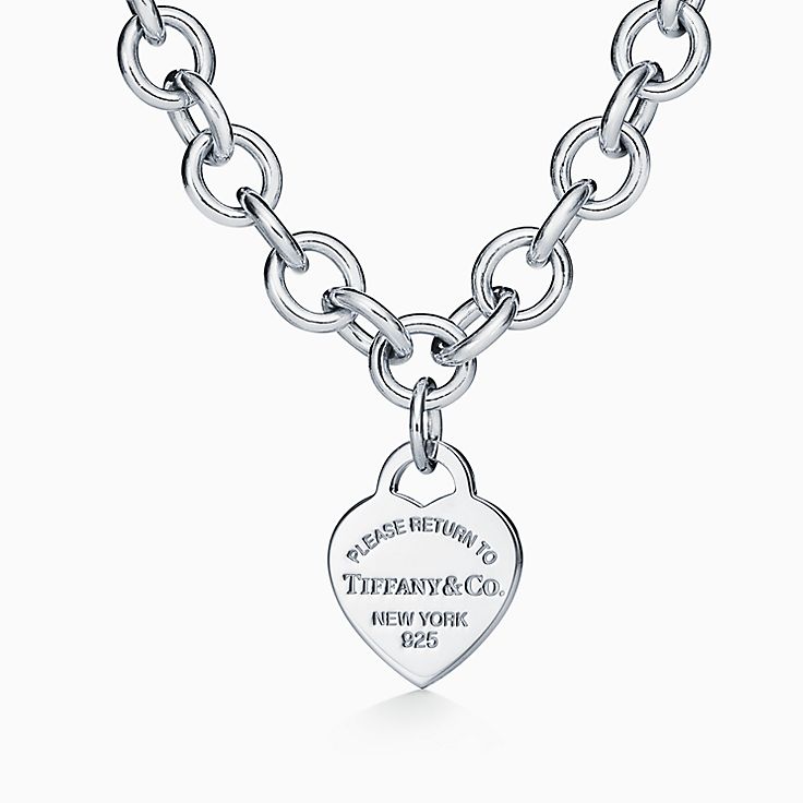 Limpiar el piso Puñalada Rebelión Collar de cadena de eslabones con insignia de corazón Return to Tiffany™,  plata | Tiffany & Co.