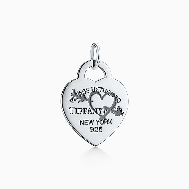Sterling Silver Heart Tag Charm Bracelet Tiffany Co Return To Tiffany Etched Heart And Arrow Tag Charm In Sterling Silver Large