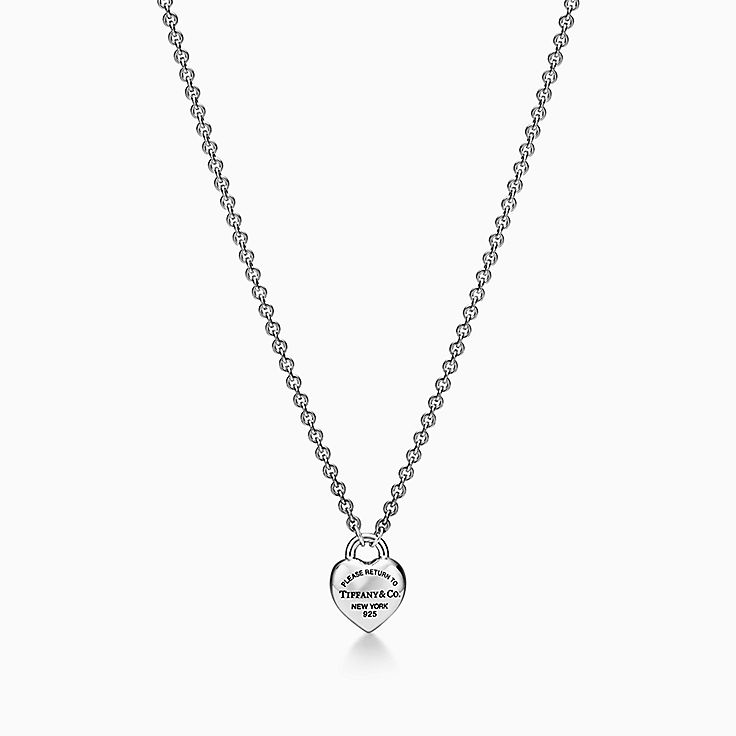 Tiffany & Co. - Return to Tiffany Mini Sterling Silver Pink Double Heart Tag Pendant Necklace