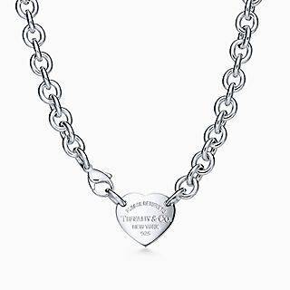 Return to Tiffany™:Gargantilla con cadena y placa estilo corazón