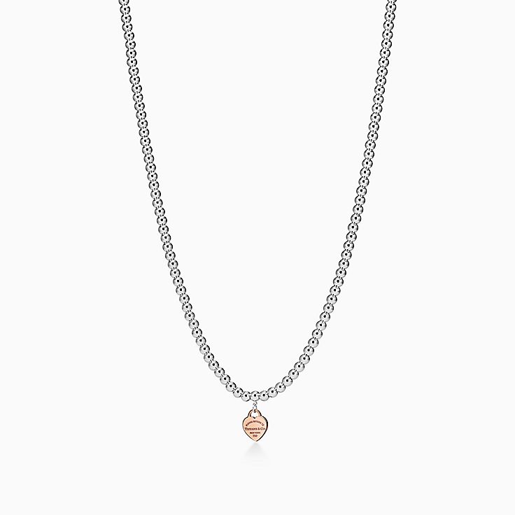 Return to Tiffany Heart Tag Bead Necklace in Sterling Silver