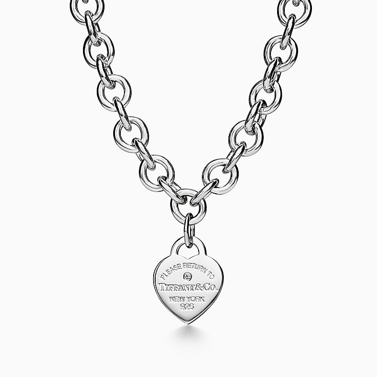 Return to Tiffany® medium heart tag with key pendant in sterling silver.