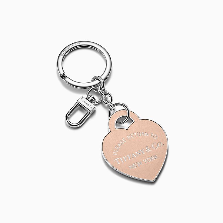 Return to Tiffany™ Leather Inlaid Heart Tag Keyring in Palladium-plated  Brass | Tiffany u0026 Co.