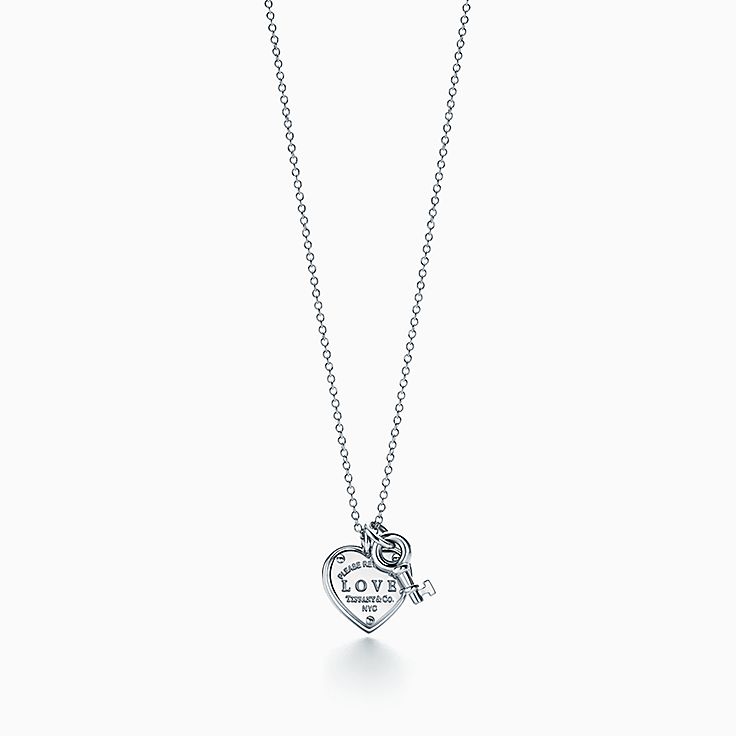 Tiffany & Co Silver I Love You Heart Padlock Lock Necklace Pendant