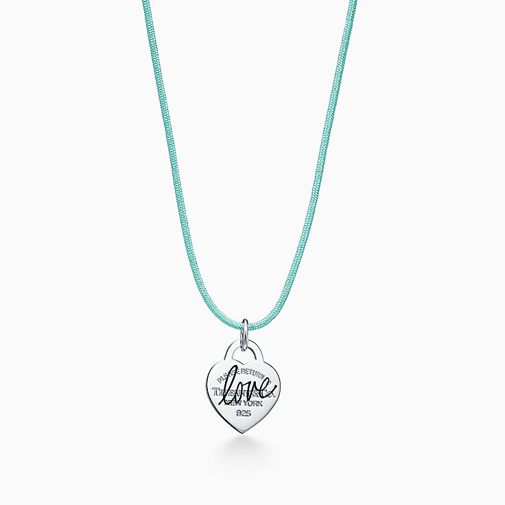 Return To Tiffany Love Small Heart Tag Pendant In Silver On A Silk Cord Co - Tiffany Turquoise Heart Pendant Return To Tiffany Love Small Heart Tag Pendant In Silver On A Silk Cord Co - Tiffany Turquoise Heart Pendant