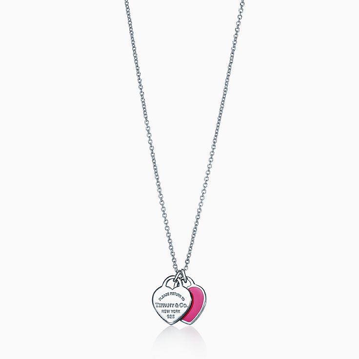 mini double heart tag tiffany