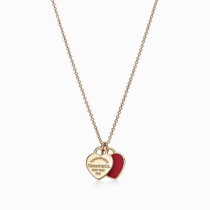 tiffany mini double heart necklace
