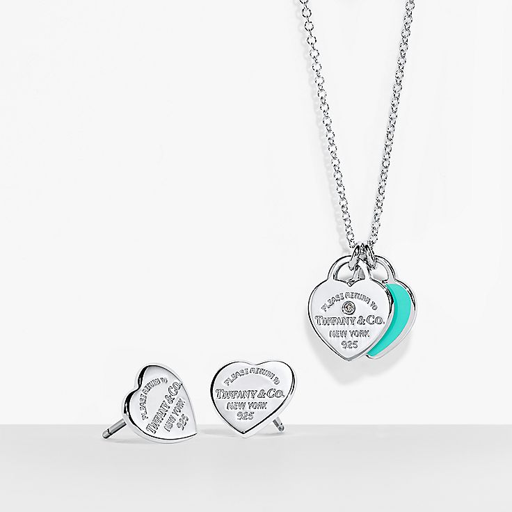 Silver heart earrings on sale and necklace set