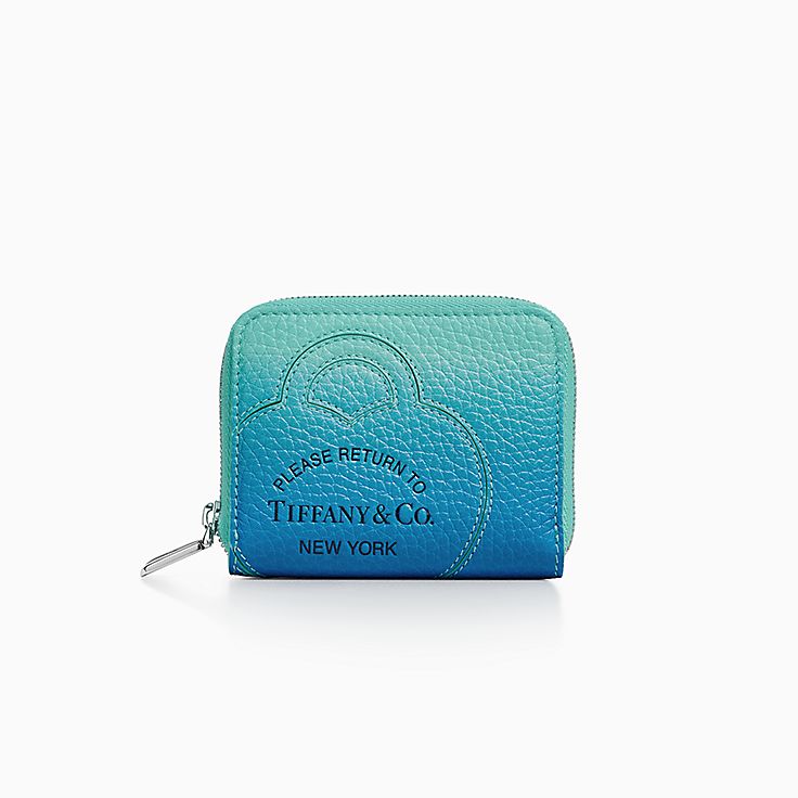 Return to Tiffany® Small Zip Wallet in Infinity Blue Leather