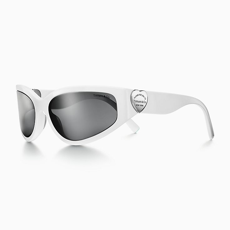 Return to Tiffany™ Sunglasses in in White Acetate with Dark Gray 
