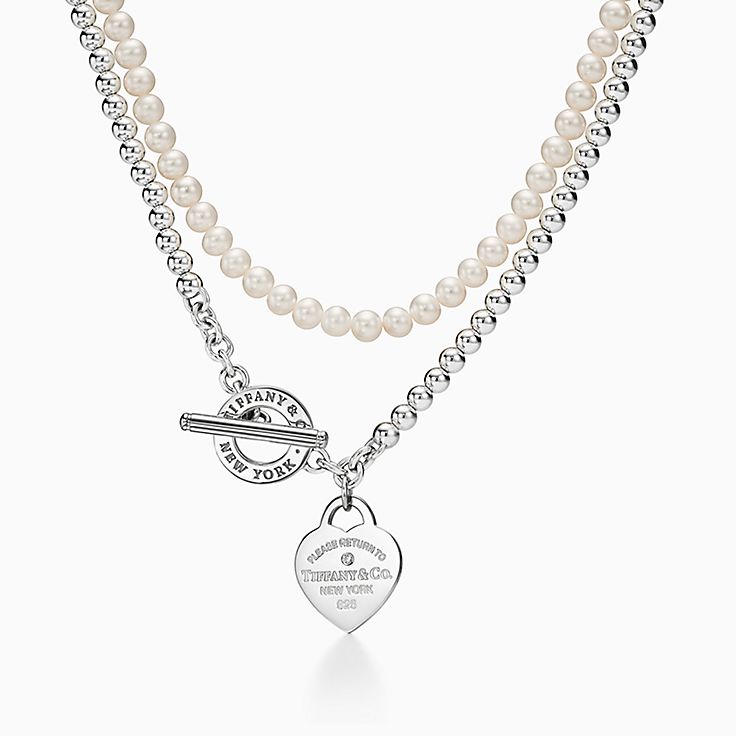 Return to Wrap Necklace in Silver with Pearls Diamond, Small | Tiffany Co.