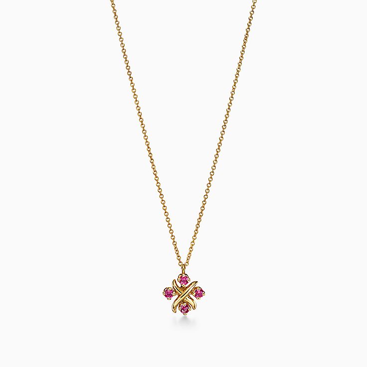 Sixteen Stone by Tiffany Pendant in Yellow Gold with Rubies