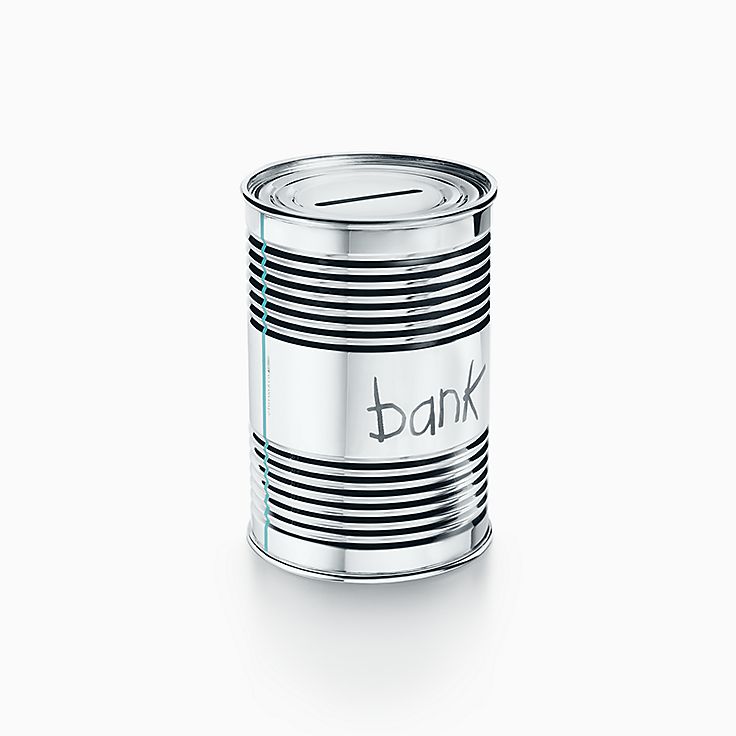 Sterling silver tin can baby bank 