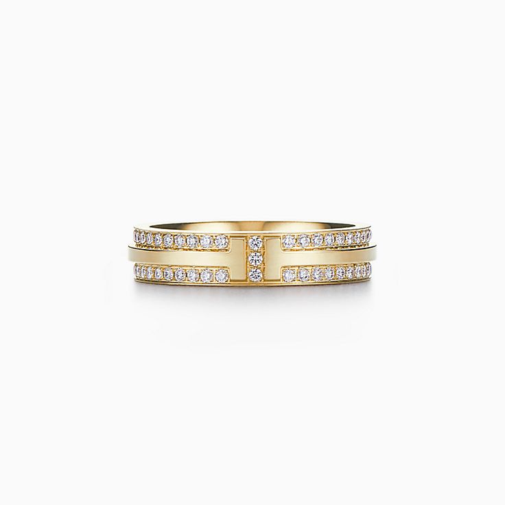 ティファニー T ナロー パヴェ ダイヤモンド リング 18K ゴールド 幅 4.5MM | Tiffany u0026 Co.