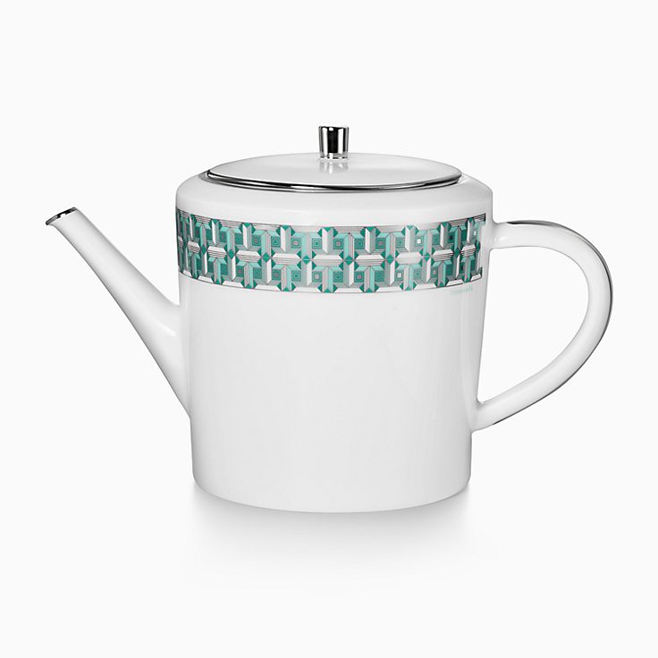 ティファニー ブルー ティファニー T トゥルー ティーポット 縁にプラチナのハンドペイント | Tiffany & Co.