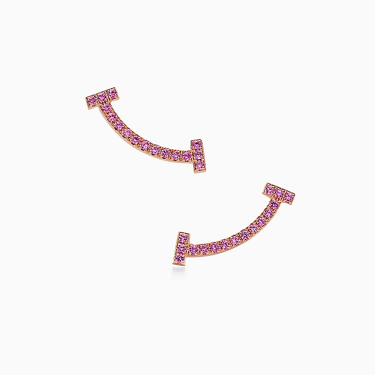 ティファニー T スマイル ピアス ピンク サファイヤ ローズゴールド  