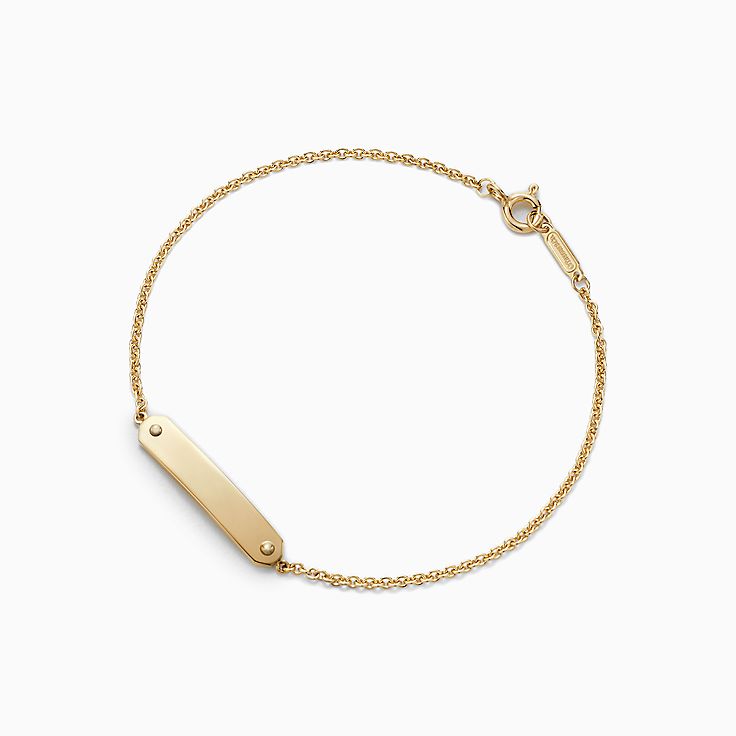 Tag chain bracelet in 18k gold, large 