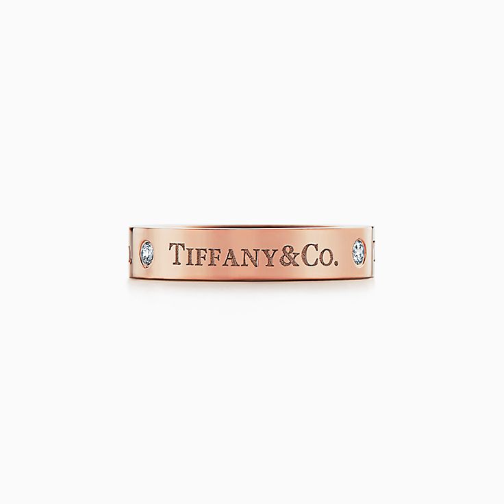 T&CO.® band ring in 18k rose gold with diamonds, 4 mm. | Tiffany & Co.
