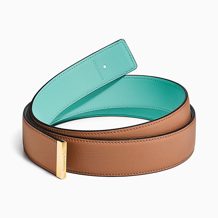 T&CO.® Reversible Belt Strap in Topaz Brown & Tiffany Blue T&CO.® Reversible Belt Strap in Topaz Brown & Tiffany Blue