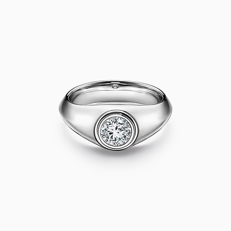 Jewelili Men's Ring with Natural White Round Diamonds in 14K Yellow Gold  over Sterling Silver 1/10 CTTW