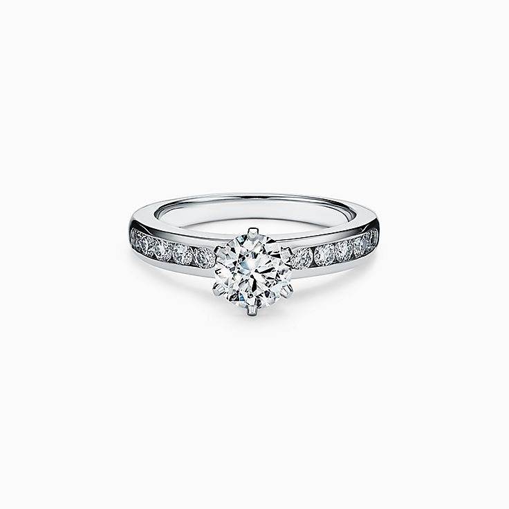 The Tiffany® Setting Engagement Ring with a Channel-set Diamond Band in  Platinum